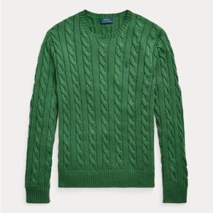 Polo by Ralph Lauren Green Crewneck Cable Knit Sweater